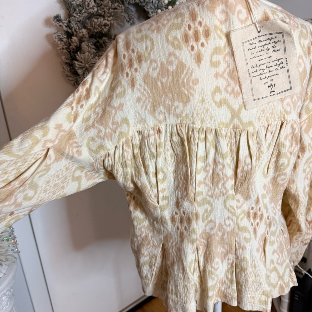 Free People Bomber Jacket in Cream and Pink - Picture 9 of 10